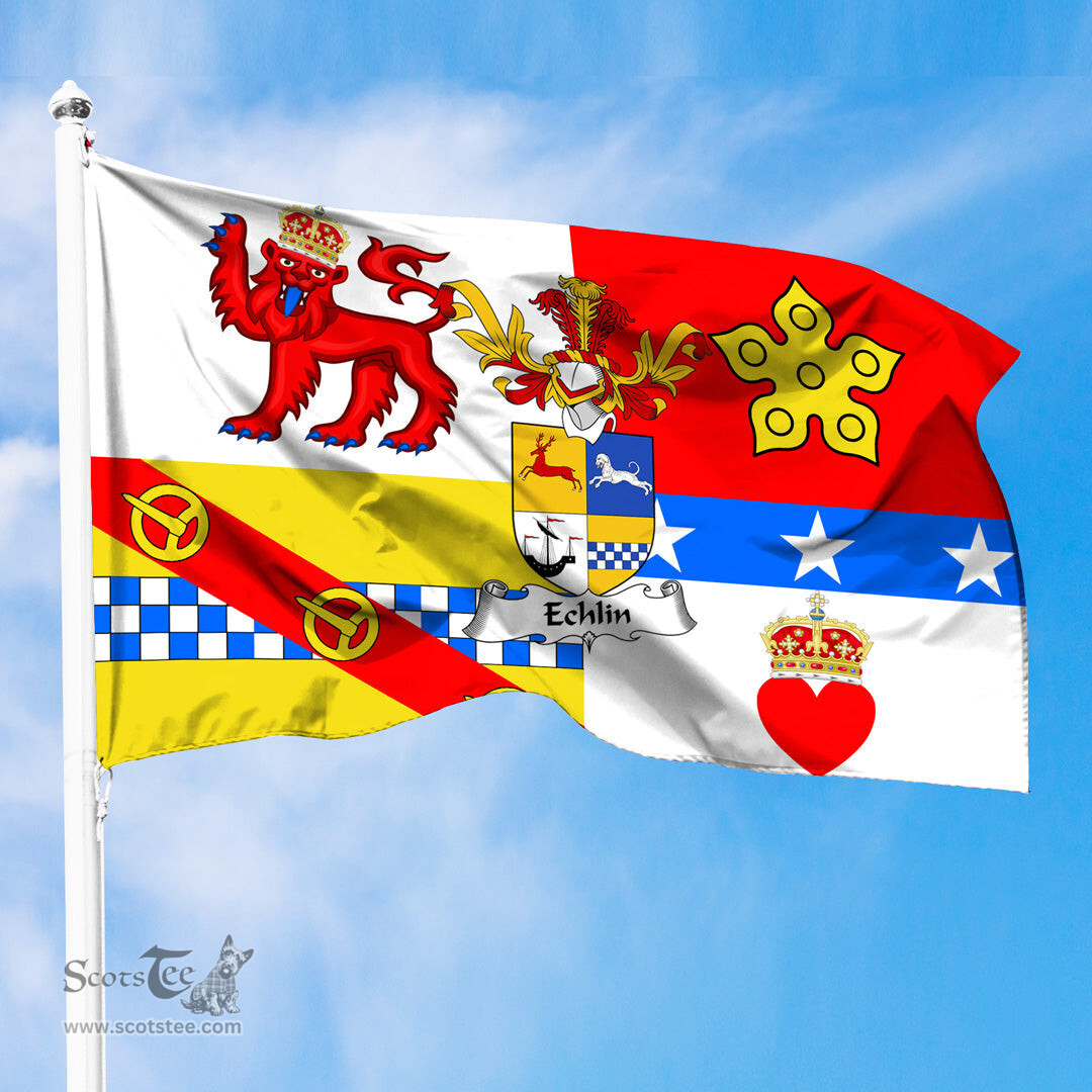 ScotsTee Shop Scottish Echlin Coat of Arms in Flag of Angus Scotland