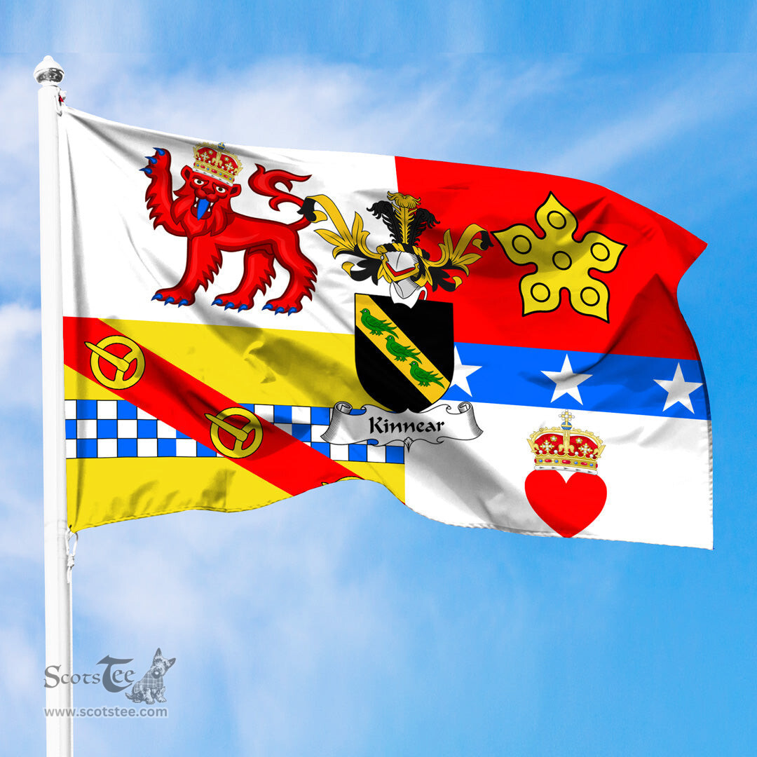 ScotsTee Shop Scottish Kinnear Coat of Arms in Flag of Angus Scotland