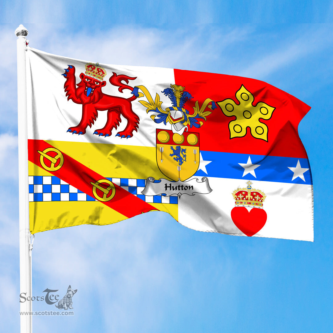 ScotsTee Shop Scottish Hutton Coat of Arms in Flag of Angus Scotland