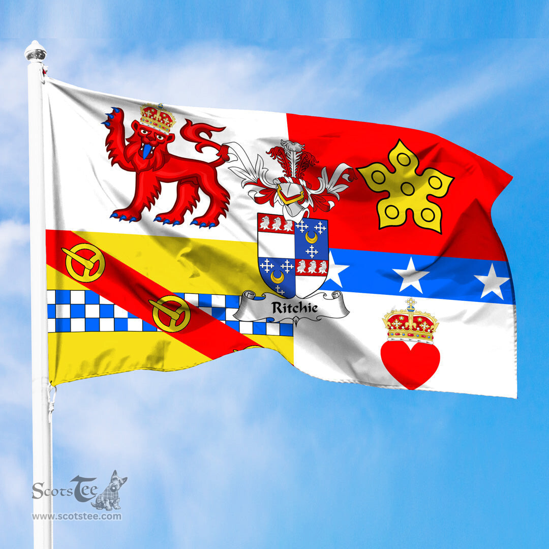 ScotsTee Shop Scottish Ritchie Coat of Arms in Flag of Angus Scotland