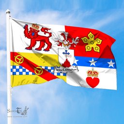 ScotsTee Shop Scottish MacLannahan Coat of Arms in Flag of Angus Scotland