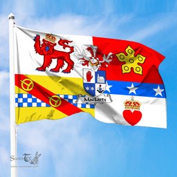 ScotsTee Shop Scottish MacLarty Coat of Arms in Flag of Angus Scotland