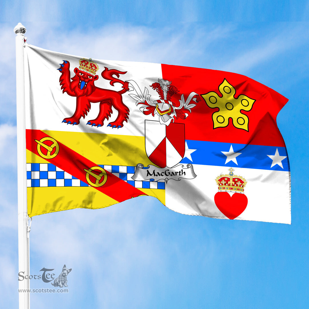 ScotsTee Shop Scottish MacGarth Coat of Arms in Flag of Angus Scotland