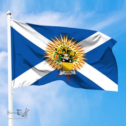 ScotsTee Shop Scottish Squire Coat of Arms in Flag of the Church of Scotland Flag
