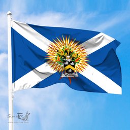 ScotsTee Shop Scottish Whitelaw Coat of Arms in Flag of the Church of Scotland Flag