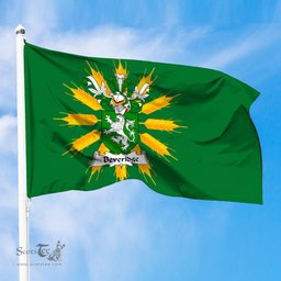 ScotsTee Shop Scottish Beveridge II Coat of Arms in Flag of Tiree Scotland Green and Gold Land of Barley Flag