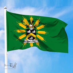 ScotsTee Shop Scottish Burnside Coat of Arms in Flag of Tiree Scotland Green and Gold Land of Barley Flag