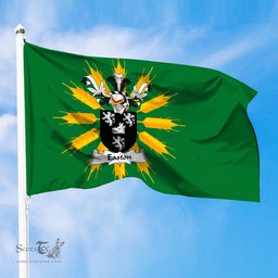 ScotsTee Shop Scottish Easton or Eiston Coat of Arms in Flag of Tiree Scotland Green and Gold Land of Barley Flag