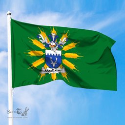 ScotsTee Shop Scottish MacBarnet Coat of Arms in Flag of Tiree Scotland Green and Gold Land of Barley Flag