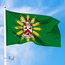 ScotsTee Shop Scottish Redpath Coat of Arms in Flag of Tiree Scotland Green and Gold Land of Barley Flag