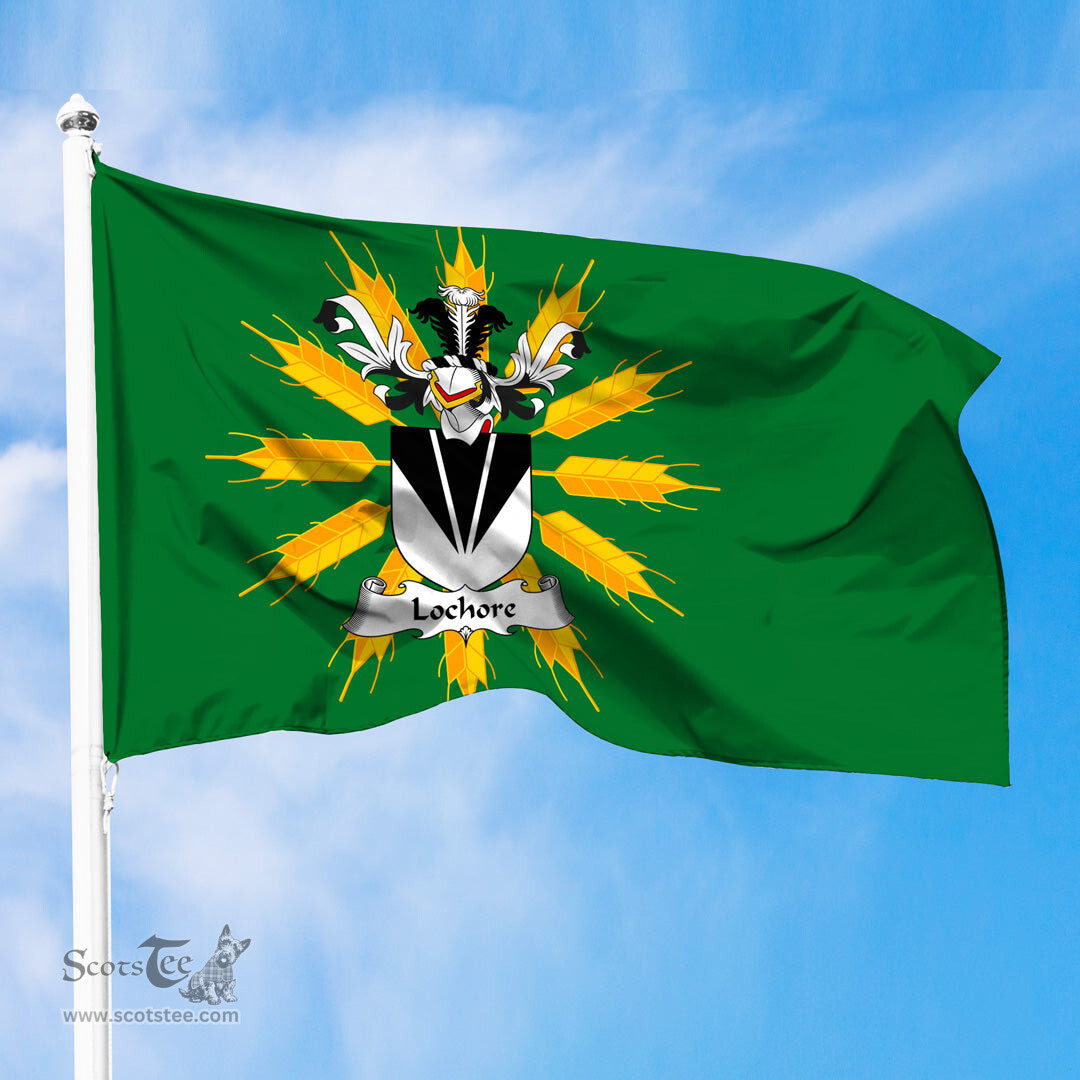 ScotsTee Shop Scottish Lochore Coat of Arms in Flag of Tiree Scotland Green and Gold Land of Barley Flag