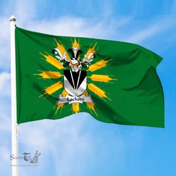 ScotsTee Shop Scottish Lochore Coat of Arms in Flag of Tiree Scotland Green and Gold Land of Barley Flag