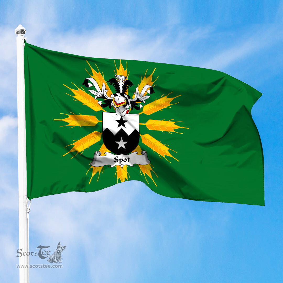 ScotsTee Shop Scottish Spot Coat of Arms in Flag of Tiree Scotland Green and Gold Land of Barley Flag