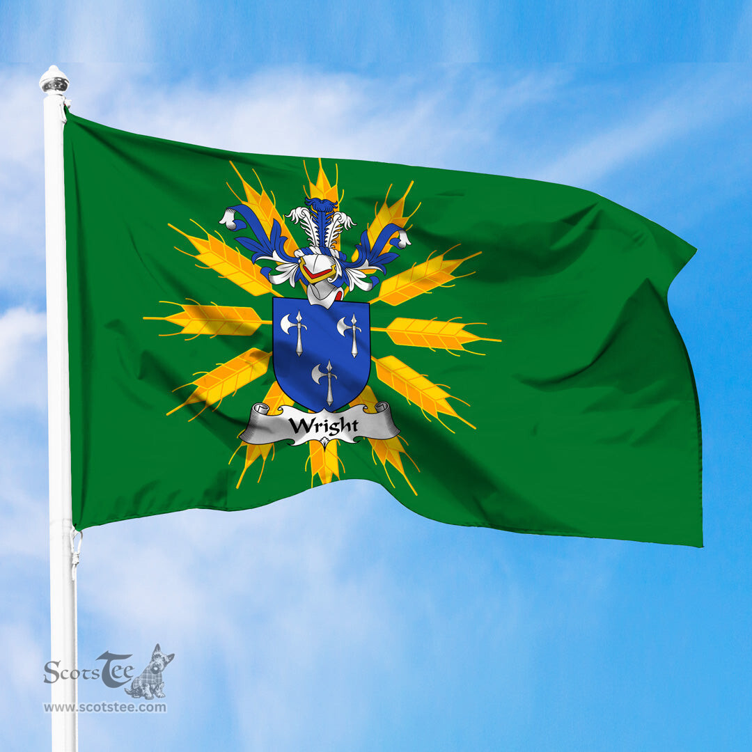 ScotsTee Shop Scottish Wright Coat of Arms in Flag of Tiree Scotland Green and Gold Land of Barley Flag