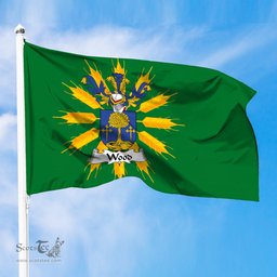 ScotsTee Shop Scottish Wood Coat of Arms in Flag of Tiree Scotland Green and Gold Land of Barley Flag