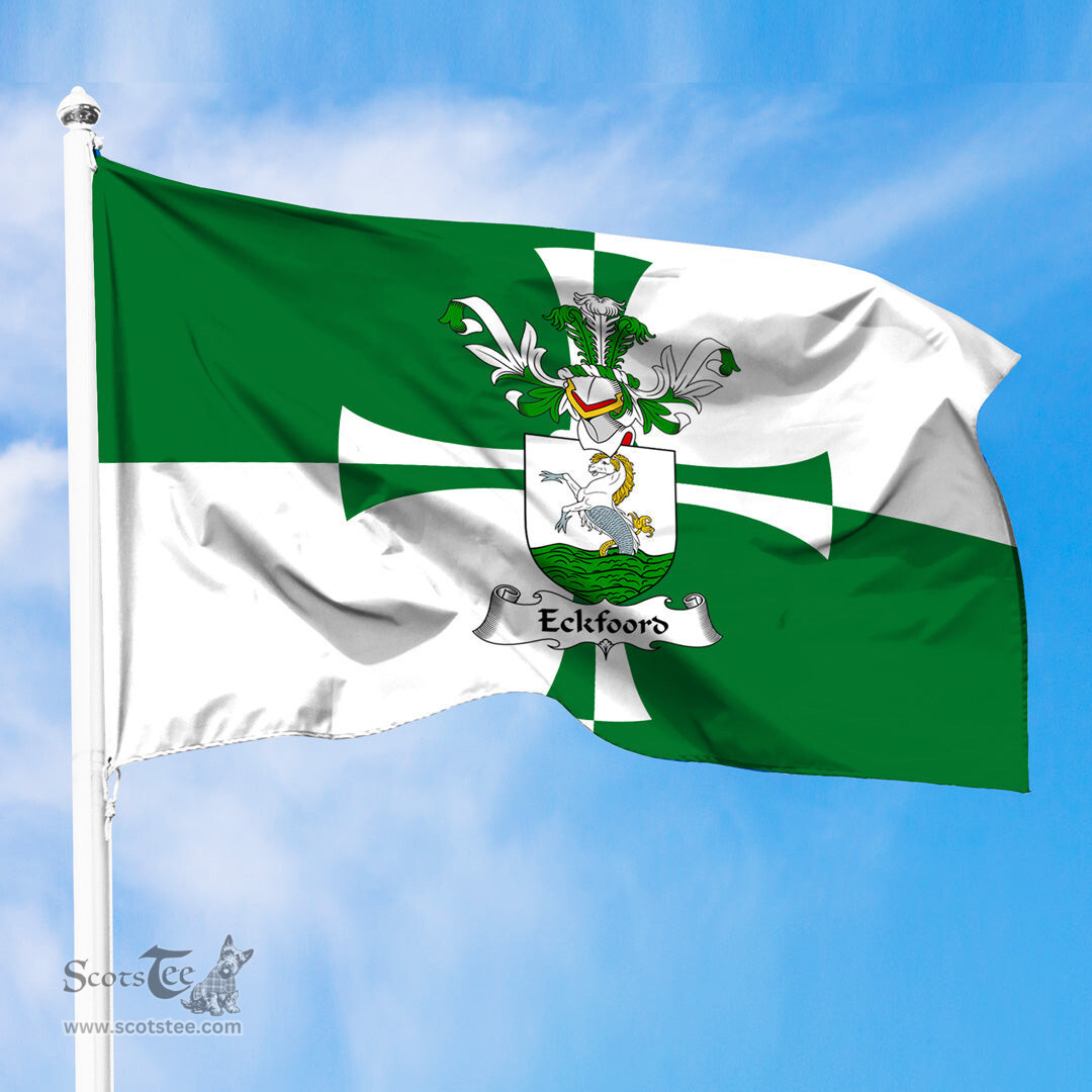 ScotsTee Shop Scottish Eckfoord Coat of Arms in Flag of Kirkcudbrightshire Scotland Stewartry of Kirkcudbright Flag
