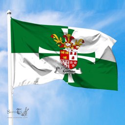 ScotsTee Shop Scottish Gordon _Duke of Gordon Coat of Arms in Flag of Kirkcudbrightshire Scotland Stewartry of Kirkcudbright Flag