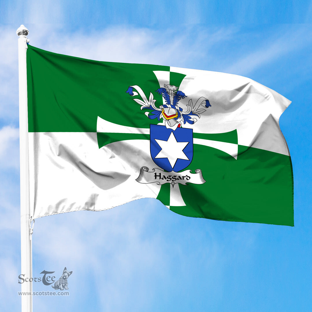 ScotsTee Shop Scottish Haggard Coat of Arms in Flag of Kirkcudbrightshire Scotland Stewartry of Kirkcudbright Flag