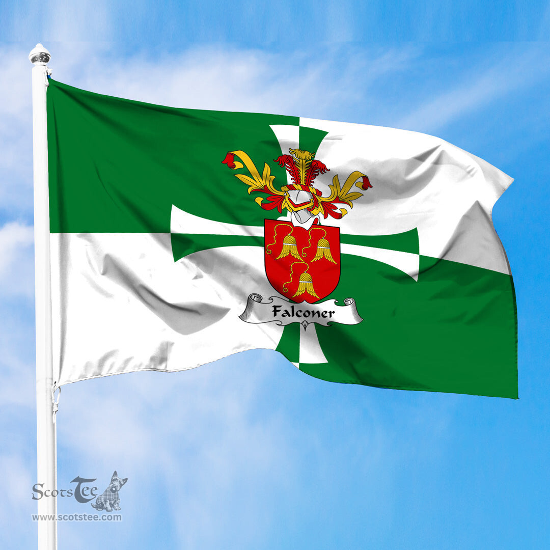 ScotsTee Shop Scottish Falconer Coat of Arms in Flag of Kirkcudbrightshire Scotland Stewartry of Kirkcudbright Flag