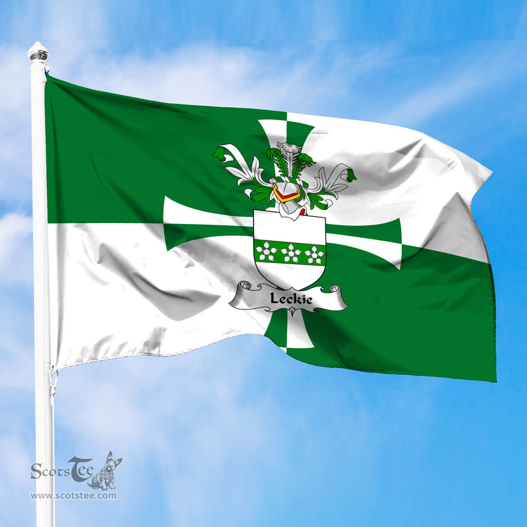 ScotsTee Shop Scottish Leckie Coat of Arms in Flag of Kirkcudbrightshire Scotland Stewartry of Kirkcudbright Flag