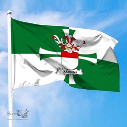 ScotsTee Shop Scottish Menzies Coat of Arms in Flag of Kirkcudbrightshire Scotland Stewartry of Kirkcudbright Flag