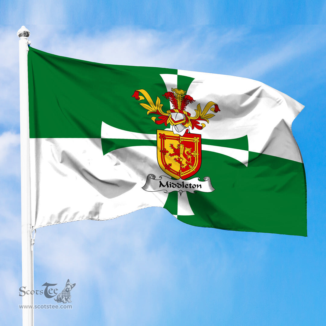 ScotsTee Shop Scottish Middleton Coat of Arms in Flag of Kirkcudbrightshire Scotland Stewartry of Kirkcudbright Flag