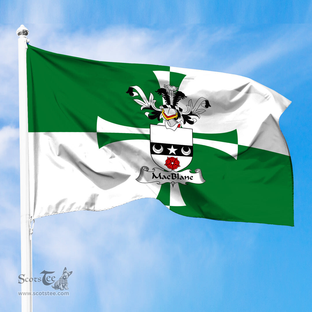 ScotsTee Shop Scottish MacBlane Coat of Arms in Flag of Kirkcudbrightshire Scotland Stewartry of Kirkcudbright Flag