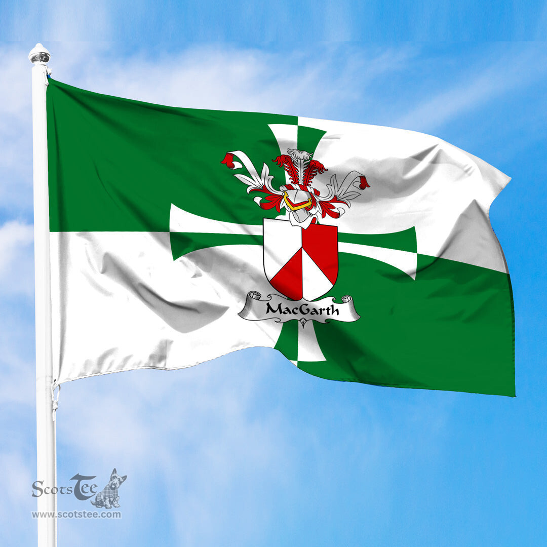 ScotsTee Shop Scottish MacGarth Coat of Arms in Flag of Kirkcudbrightshire Scotland Stewartry of Kirkcudbright Flag