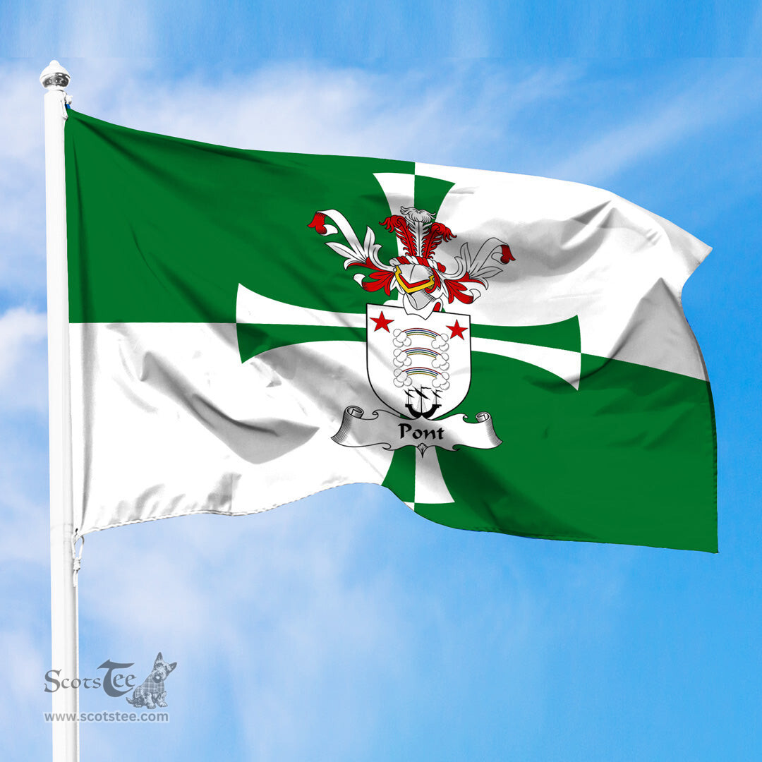 ScotsTee Shop Scottish Pont Coat of Arms in Flag of Kirkcudbrightshire Scotland Stewartry of Kirkcudbright Flag