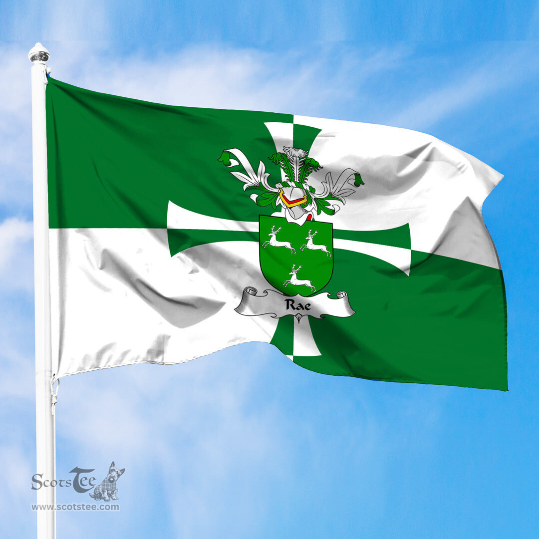 ScotsTee Shop Scottish Rae Coat of Arms in Flag of Kirkcudbrightshire Scotland Stewartry of Kirkcudbright Flag