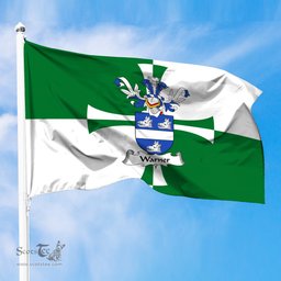 ScotsTee Shop Scottish Warner Coat of Arms in Flag of Kirkcudbrightshire Scotland Stewartry of Kirkcudbright Flag