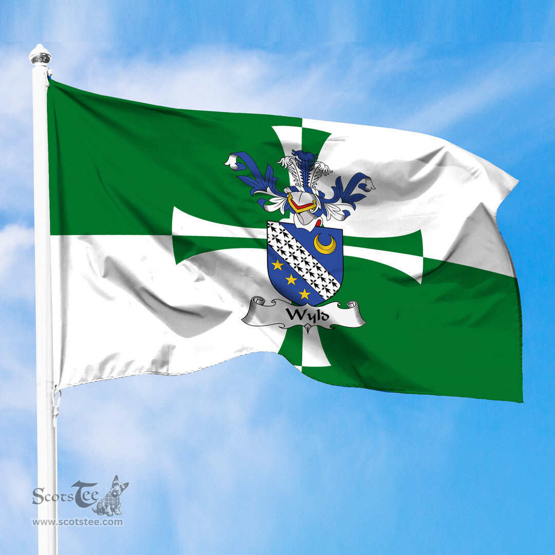 ScotsTee Shop Scottish Wyld Coat of Arms in Flag of Kirkcudbrightshire Scotland Stewartry of Kirkcudbright Flag
