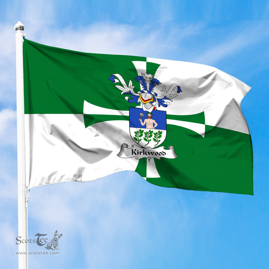 ScotsTee Shop Scottish Kirkwood Coat of Arms in Flag of Kirkcudbrightshire Scotland Stewartry of Kirkcudbright Flag