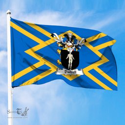 ScotsTee Shop Scottish Dalzell Coat of Arms in Flag of East Lothian Scotland