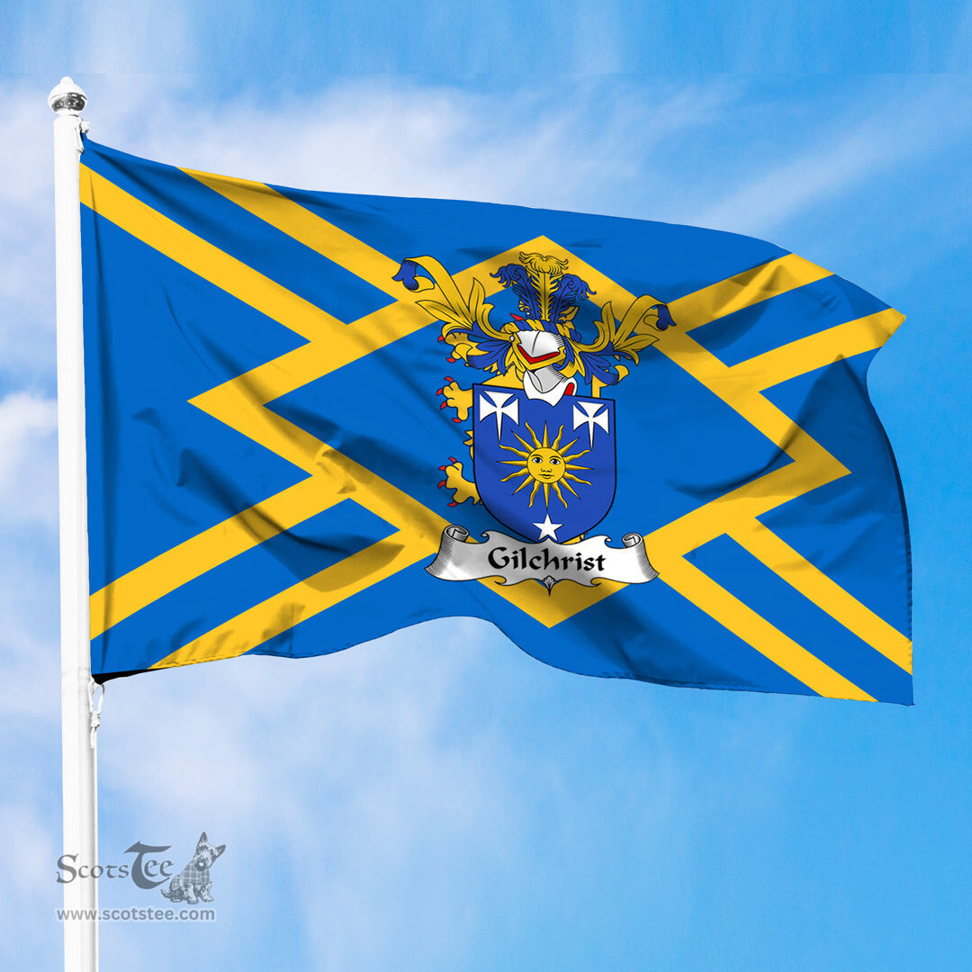 ScotsTee Shop Scottish Gilchrist Coat of Arms in Flag of East Lothian Scotland