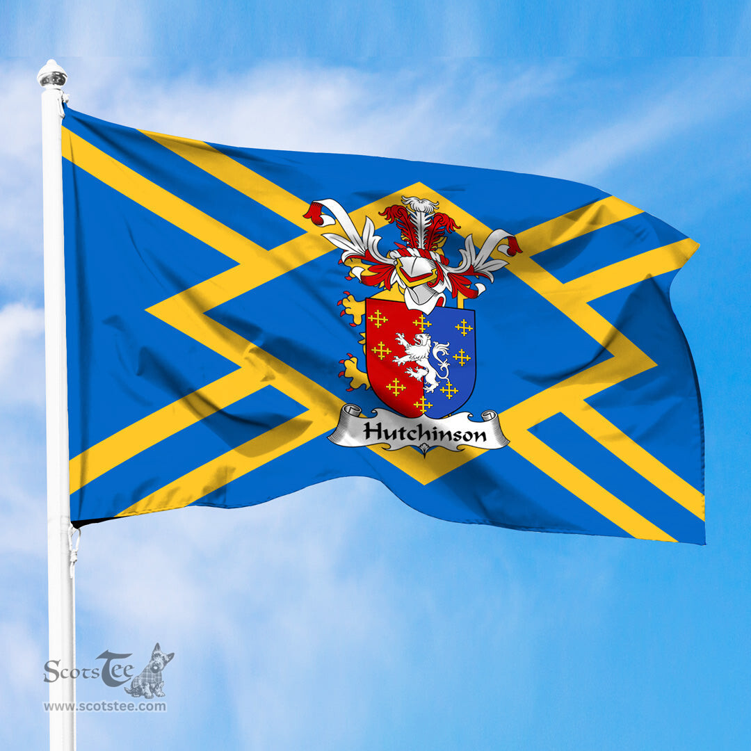 ScotsTee Shop Scottish Hutchinson Coat of Arms in Flag of East Lothian Scotland