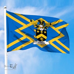 ScotsTee Shop Scottish Gorrie or Gorry Coat of Arms in Flag of East Lothian Scotland