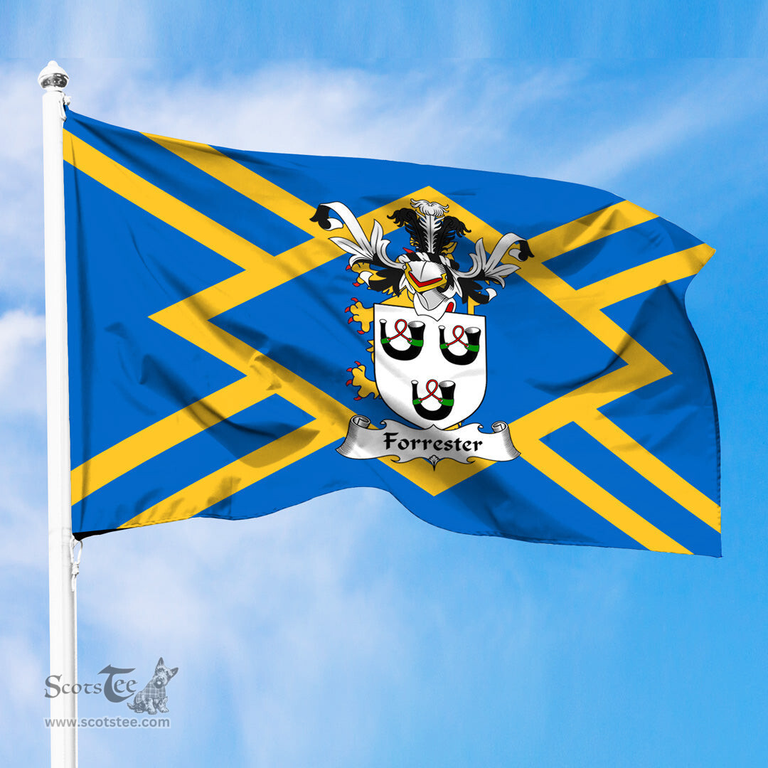 ScotsTee Shop Scottish Forrester Coat of Arms in Flag of East Lothian Scotland