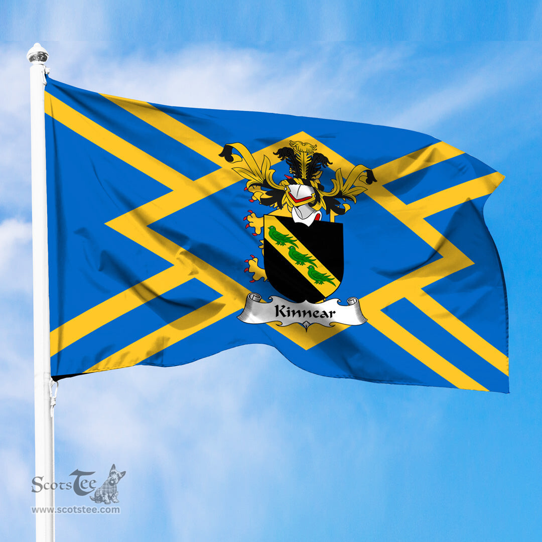 ScotsTee Shop Scottish Kinnear Coat of Arms in Flag of East Lothian Scotland