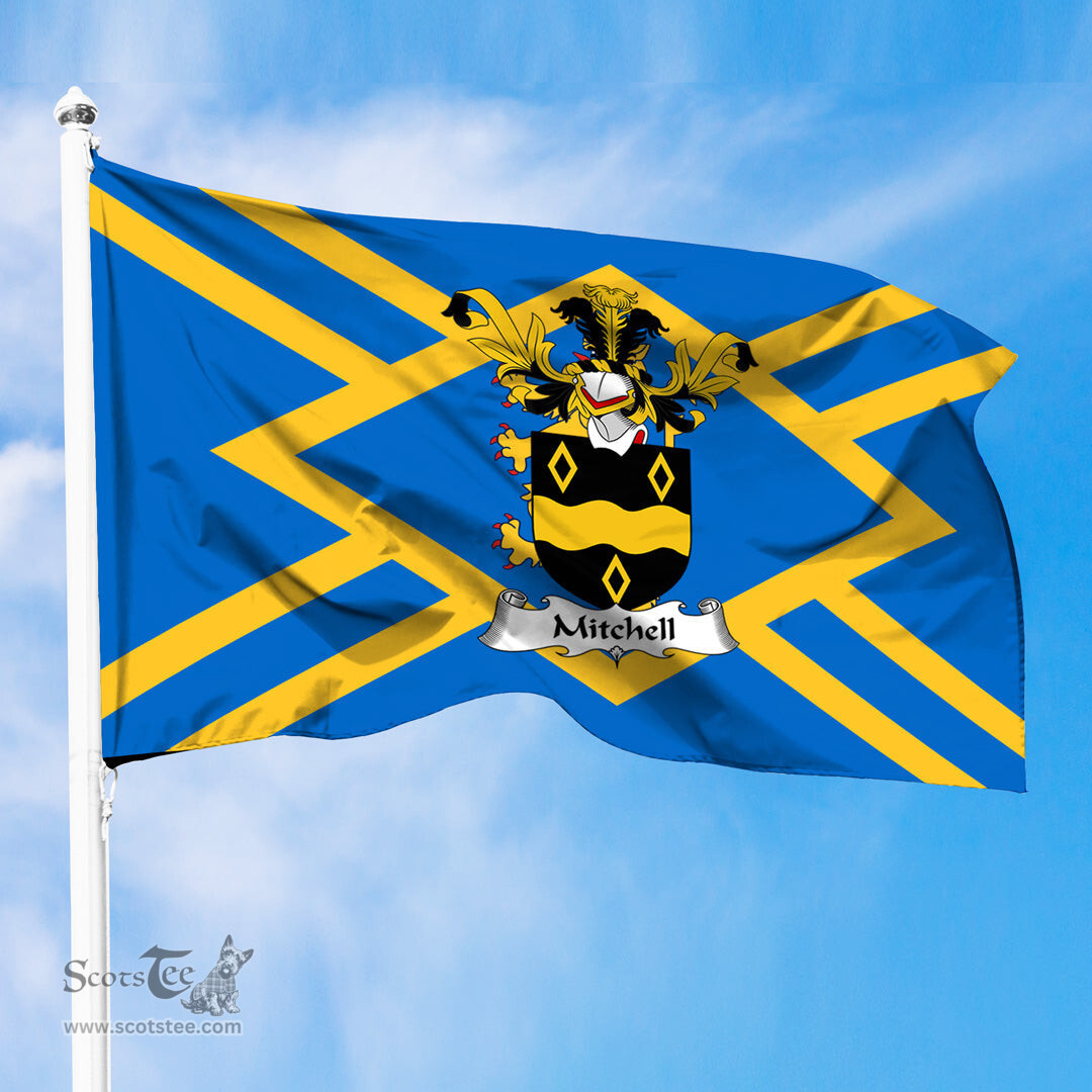 ScotsTee Shop Scottish Mitchell Coat of Arms in Flag of East Lothian Scotland