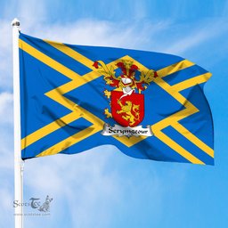 ScotsTee Shop Scottish Scrymgeour Coat of Arms in Flag of East Lothian Scotland