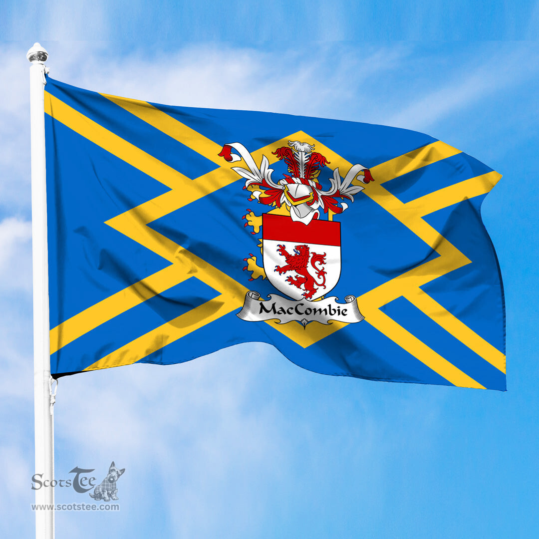 ScotsTee Shop Scottish MacCombie Coat of Arms in Flag of East Lothian Scotland