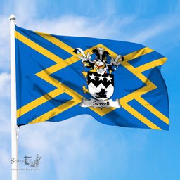 ScotsTee Shop Scottish Sewell or Shewal Coat of Arms in Flag of East Lothian Scotland