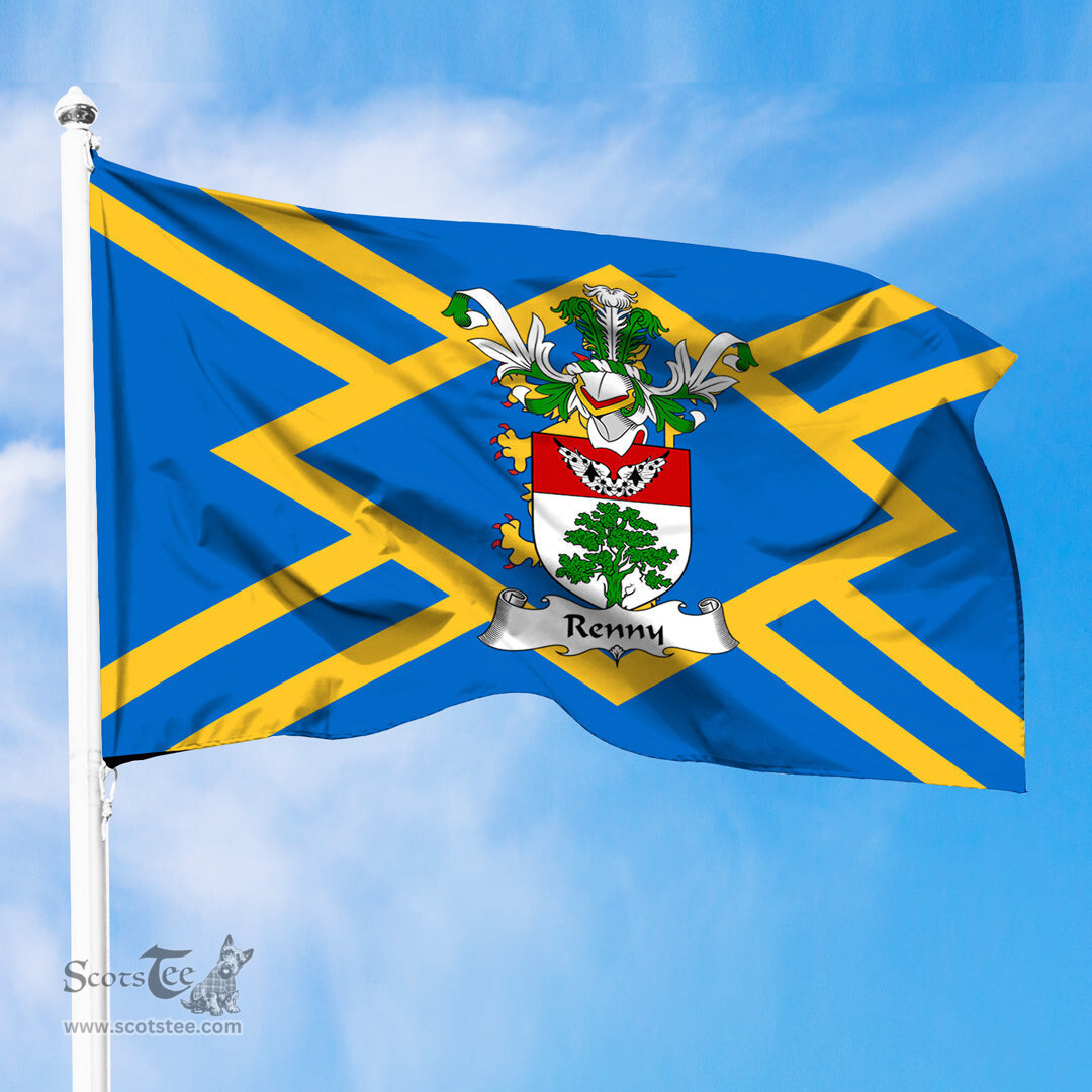 ScotsTee Shop Scottish Renny or Rennie Coat of Arms in Flag of East Lothian Scotland