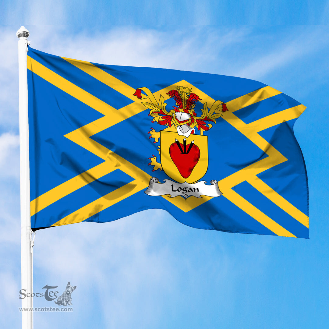 ScotsTee Shop Scottish Logan Coat of Arms in Flag of East Lothian Scotland