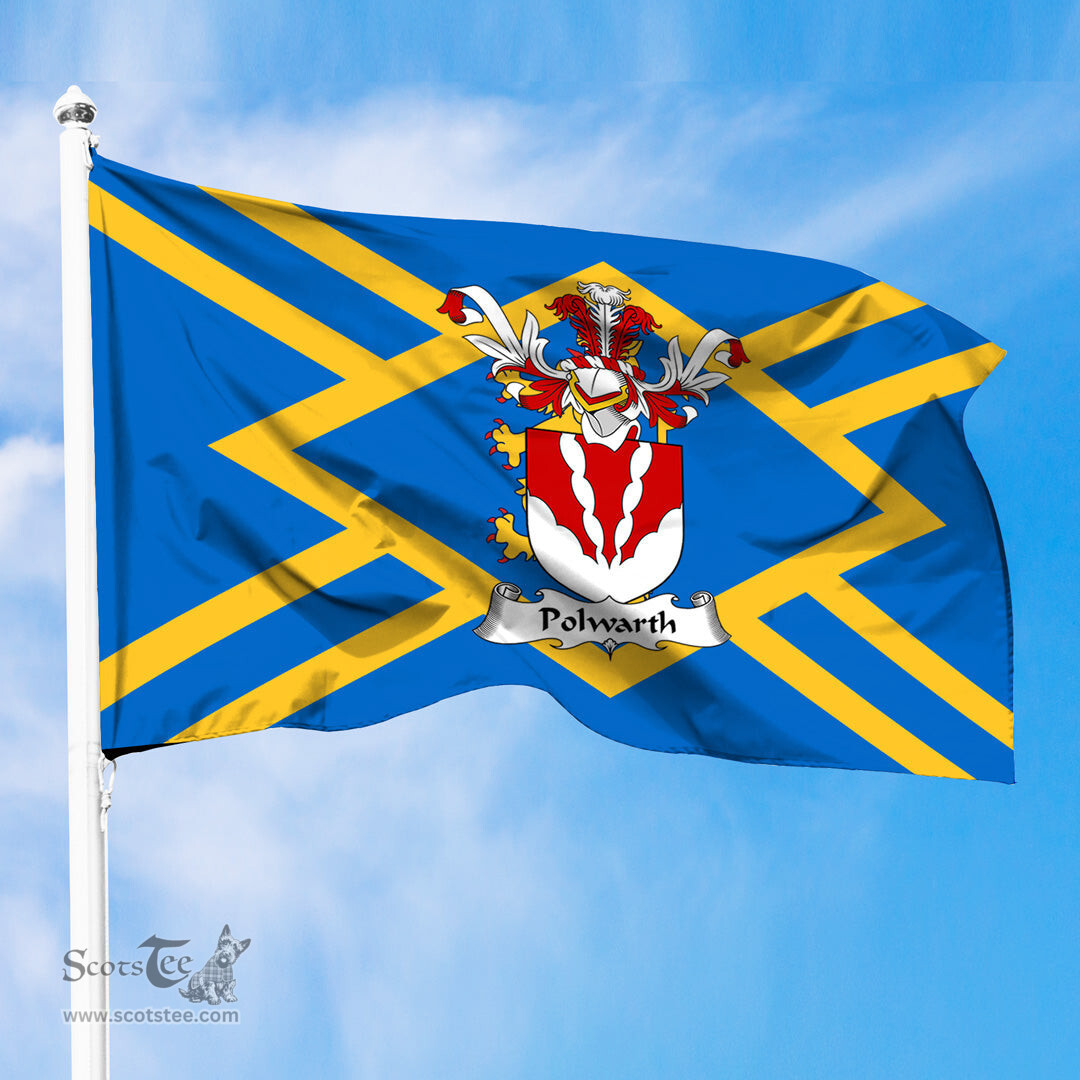 ScotsTee Shop Scottish Polwarth Coat of Arms in Flag of East Lothian Scotland