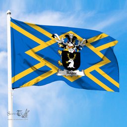 ScotsTee Shop Scottish Roger or Rodger Coat of Arms in Flag of East Lothian Scotland