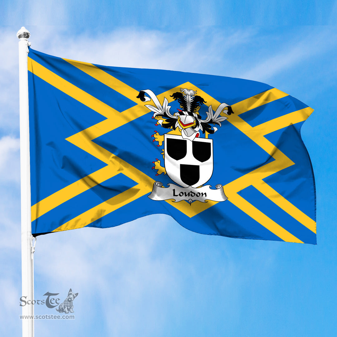 ScotsTee Shop Scottish Loudon or Loudoun Coat of Arms in Flag of East Lothian Scotland