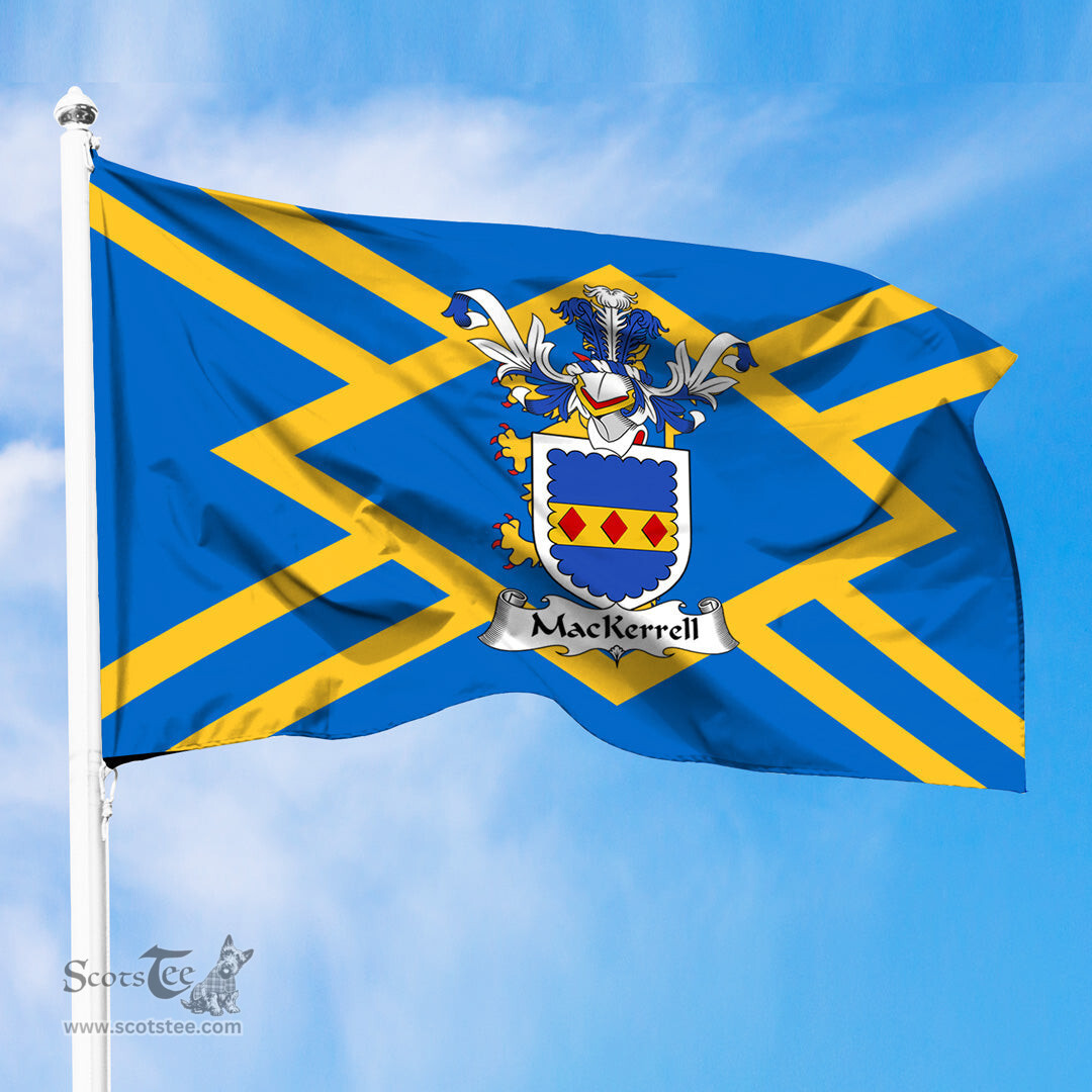 ScotsTee Shop Scottish MacKerrell Coat of Arms in Flag of East Lothian Scotland
