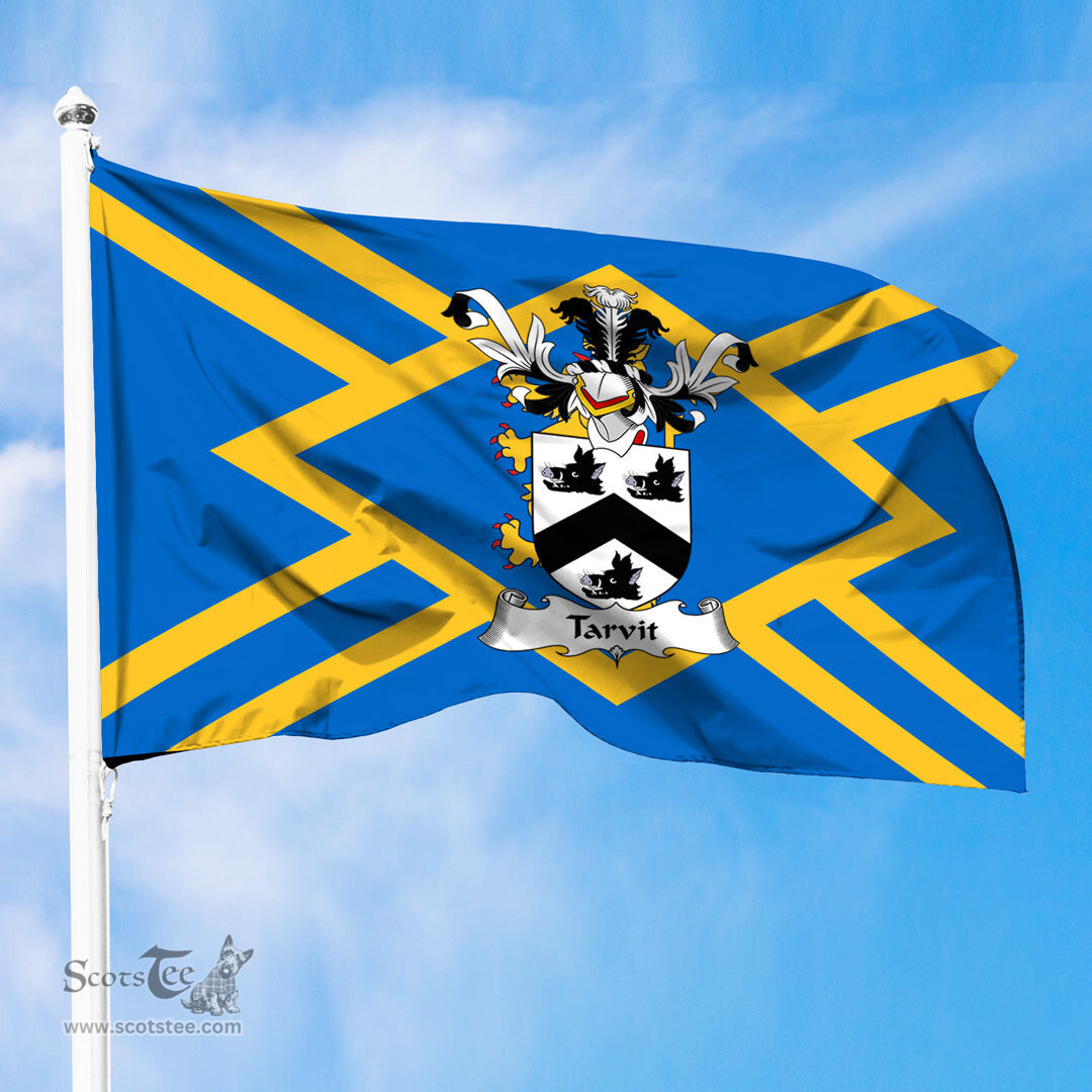 ScotsTee Shop Scottish Tarvit Coat of Arms in Flag of East Lothian Scotland